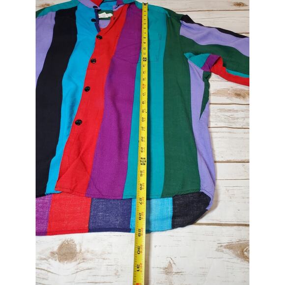 Vintage 90s‎ Z Cavaricci Womens Top Medium Long Sleeve 80s Striped Made In USA - Picture 7 of 8